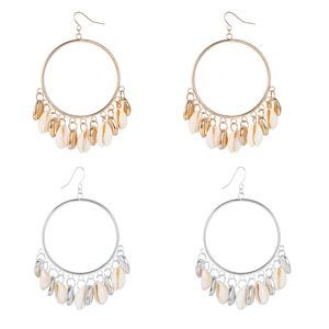 Wholesale beach earrings for sale - Group buy 12PCS Handmade Conch Rattan Drop Shell Earrings for Women Girl Round Circle Earring Gold Silver Plated Beach Vintage