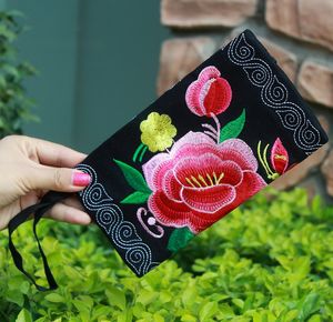 20pcs Embroidered Wallet Purse Handmade Boho Ethnic Flowers Women National Long Wallet