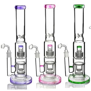 Farbige Glas-Wasserbongs, Recycler-Dab-Rigs mit Matrix-Percolater, dicker Shisha-Bubbler mit Banger-Wasserpfeifenzubehör