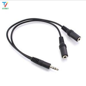 300 sztuk / partia czarny 1 mężczyzna do 2 kobiet 3.5mm aux audio y splitter kabel wysokiej jakości słuchawki słuchawki adapter