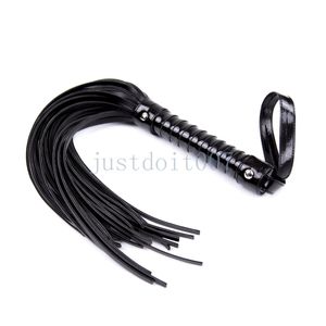 Bondage PU Whip Flogger Cat Nine Tail Manico alternativo SM Tawse noir Nappe Restraint # R46