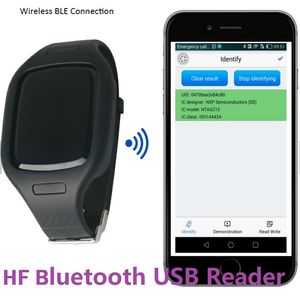 Polsino per lettore HF RFID Blu4.0 multifunzione da 13,56 MHZ Lettore NFC Blue-tooth Lettore USB ISO14443A con modello di orologio Blu4.0