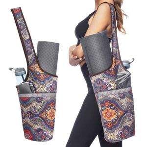 Yoga Bag Eco Friendly Friendly Bulk Canvas Sports Sports Fitness Gym Tapet Carrier Bag com grande bolso lateral com zíper