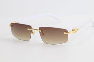 Wholesale Metal 8100926 Cat Eye Sunglasses men women rimless sun glasses silver gold Male and Female with Box Hot Designer Mens Women