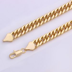 Högkvalitativ 22 K 24 K Thai Baht Fine Gold Fylld Pläterad Kubansk / Curb Link Kedja Halsband -China Lifetime Garanti
