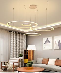 Modern LED Circular Chandeliers Iluminação DIY Instalação Acrílico Pingente Luz Luminária para sala de jantar sala de estar quarto quarto