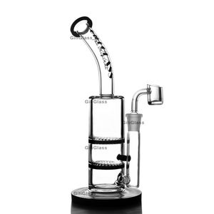 Honeycomb Perc Bong Dab Rig Glas Wasserpfeife Toro Bubbler Bongs Heady Wax Quarz Banger Shisha Oil Rigs Lila Rauchzubehör