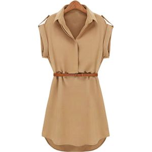 Summer Dress Women Casual Loose Short Sleeve Mini with Belt High Quality Vestido Hot Sale Clothes