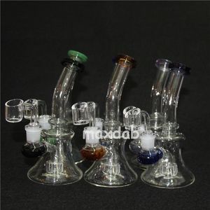 Haisahs Kolorowe Szkło Bongs Recykler Dąb Rig 14mm Kobiet Mini Oil Rigns Zlewki Bong Wody Do Palenia