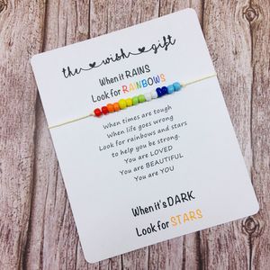 Rainbow Quotes Beads Bracelet LGBT Group Wish Charm Bracelets Ins Trendy Girl Colorful Bracelet Fashion Jewelry Sisters Friendship Bracelets