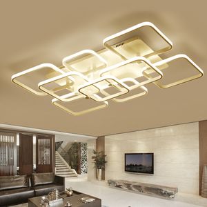 Luzes de teto Controle Remoto Acrílico Dimmable Modern Square Chandelier Decoração Indoor Decoração de Casa Moda Levado Lâmpadas Pingente Lâmpada