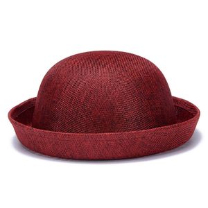 Spring Summer Plain Polyester Women Breathable Dome Cap Roll Brim Bucket Hat Ladies Sunshade Hat Bowler Hats Sombrero