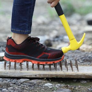 Sapatos de segurança de aço respirável de aço masculino homens homens ao ar livre anti-lixo à prova de aço da construção de botas de segurança de segurança Sapatos HH-092