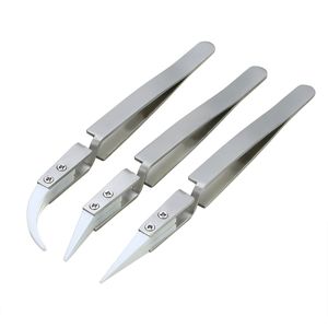 3pcs novas pinças de cerâmica não condutiva IC SMD SMT REVERSE TWEEZERS resistente ao calor Ferramentas manuais de 1000 graus