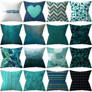 Teal Blue Polyester Peachskin Pillowcase Throw Pillows For Sofa Cushion Cover Pillows Case Home Decoration 45*45cm