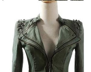 Оптовые женские панк Spike Stearded пожимают плечами Джинсовая ткань изготовленные винтажные винтажные пальто B4 SV001070