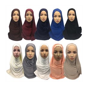 2019 neues Design 70 cm x 170 cm Baumwolle Frauen muslimische Kopf Hijab Schal Jersey Schal mit gefälschten Diamanten