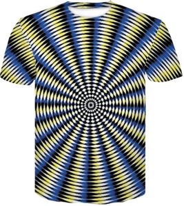 Desconto design casual solto t-shirt de roupas masculinas verão novo vertigem estereograma abstrato imprimir manga curta t-shirt vestuário esportes