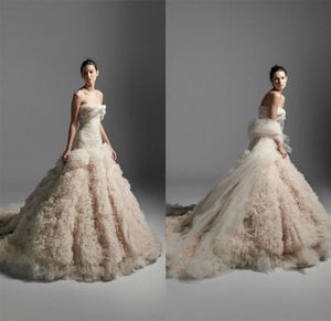 Wholesale tiered ruffle skirt wedding dress for sale - Group buy 2020 Krikor Jabotian Mermaid Wedding Dresses Strapless Lace Ruffles Tiered Skirt Luxury Bridal Gowns Custom Made Country Wedding Dress