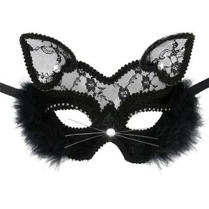Black Cat Eye Mask venda por atacado-Venetian da máscara Máscara Mulheres Meninas Sexy Lace olho de gato preto para a festa de Halloween Natal Fancy Dress