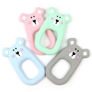 Björn silikon teether tenn leksaker mat klass silikon pärlor chew ring charmar spädbarn baby diy pendant gåva sensory leksak