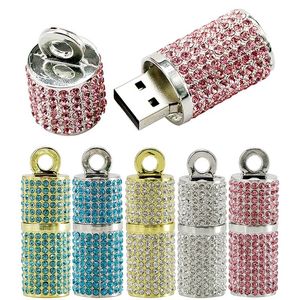 Wholesale usb thumb drive for sale - Group buy Metal Crystal Necklace Thumb drives Cylindrical Pen Drive GB GB GB GB GB memory Stick USB2 USB Flash Disk drive newstore