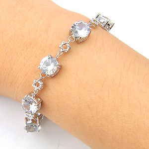 Luckyshine 5 Pcs Women Fashion 925 Silver Round White Topaz Bracelets Popular New 2019 Zircon Wedding Bracelets Jewelry