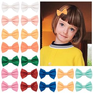 15500 Baby Girl Candy Color Bowknot Barrettes Glitter Shining Hair Clips Princess Girls Hair Bows Barrette Girls Children Accessories