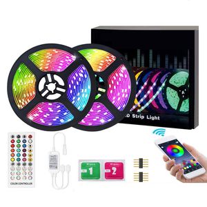 5050 LED Strips Lamps Waterproof Magic RGB Lights Strip Set Fiexble Light Ribbon Tape With Power Plug Remote Controller