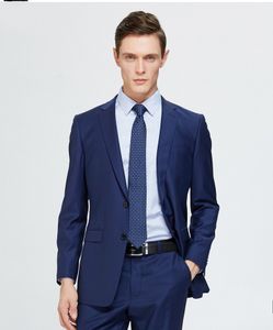 Klasik Designe Lacivert Erkekler Düğün Elbise Mükemmel Damat Smokin Sıcak Satış Ceket Blazer Erkekler Iş Yemeği / Balo Suit (Ceket + Pantolon + Kravat) 19