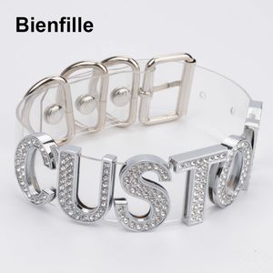 Girocollo personalizzato con ciondolo Personalizzato Scegli nome unico Collana con collare Cristallo Argento Lettere Girocollo punk gotico in PVC trasparente