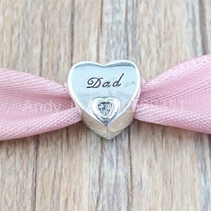 Andy Jewel Authentic 925 Серебряные серебряные бусины Dad Love Charm Clear Cz Charms подходит для европейских ювелирных украшений в стиле Pandora.