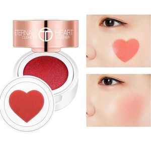 O.TWO.O Cuscino d'aria Fard pieghevole a forma di cuore Shimmer Blush Rouge 4 colori Facile da indossare Trucco contorno viso naturale