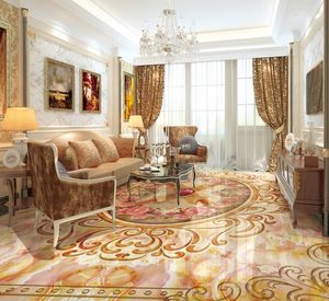 custom 3d flooring Euporean pattern 3d wallpaper living room bedroom floor tiles self adhesive pvc floor wallpaper