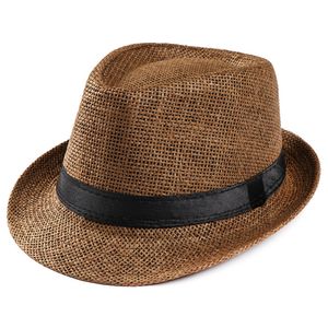 200 pz/lotto Moda Donna Uomo Unisex Fedora Trilby Gangster Cap Summer Beach Sole Paglia Panama Cappello Coppie Amanti Cappello