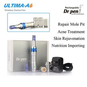 Derma Caneta Poderoso Ultima A6 Microneedle Dermapen Dermastamp Meso 12 Agulhas Dr.Pen Cartucho Substituível EU / EUA / UK / Au Plug CE