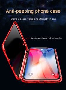 iPhone XS MAX 11 PRA MAX XR XR XS 8 7 6 PLUS用の抗覗き止め金属の磁気吸着の前面および背部の強化ガラスケース