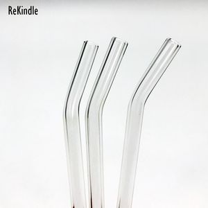 Special Fine Curved Glass Straight Bend Drinking Glass Straws Reusable Eco-friendly With Cleaning Brush For Smoothies, Tea, Juice