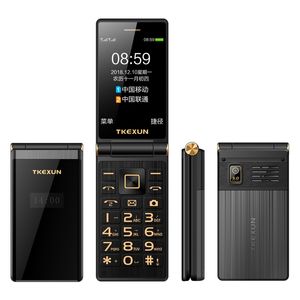Luxury Flip 3.0 inch Double Screen cell phones Dual SIM Card MP3 FM Gold cellphone Big keyboard letters loudly speaker Old Man mobile phone