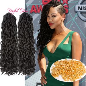 Deusa Locs Hair 18inch Trança Sintética Extensões de Cabelo Crochet Tranças Ombre Corpo Onda Cabelo Tece bloqueios boêmios para mulheres