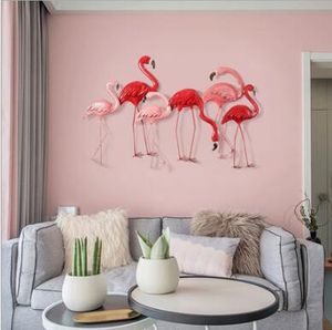 Nordic Home Sofa Iron Flamingo Wall Decoration Objects Metal Bird Living Room Creative Bedside Hanging