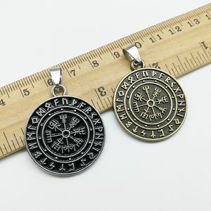 10 adet retro viking korsan odin rune pusula charms kolye Takı DIY için kolye 35 * 30mm siyah bronz