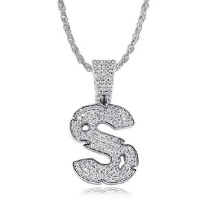 Fashion-26 letters iced out pendant necklaces for men women luxury designer capital letter mens necklace 18k gold plated gold chains jewelry