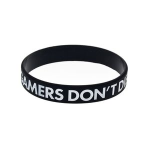 1PC Gamers Do not Die They Respawn Silicone Wristband Debossed Filled in Color Black Adult Size