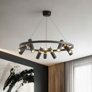Nordisk spotlight vardagsrum ring hängslampor retro restaurang hängande lampa matt kök kommersiell belysning kreativ ledtrådare svart