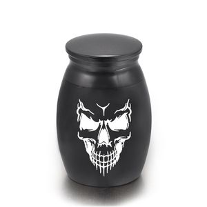 Wholesale skull urns for ashes for sale - Group buy Skull Face Shaped Engraving Small Cremation Ashes Urn Aluminum Alloy Urn Funeral Casket Fashion Keepsake x25mm
