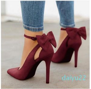 Hot style -New women high heels bow pumps sexy stiletto pointed toe fashion party pumps ladies wedding shoes