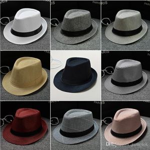 Bonés masculinos femininos chapéus de palha macios chapéus panamás ao ar livre bonés aba curta cores escolha DC074