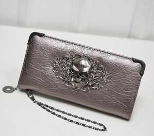 Retro trend skull clutch bag 2019 new fashion long wallet fashion