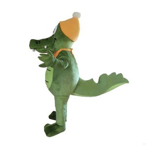 Costume Mascot 2019Adult Verde Crocodile Carnaval Festival Comercial Publicidade vestido de festa com ventilador na cabeça